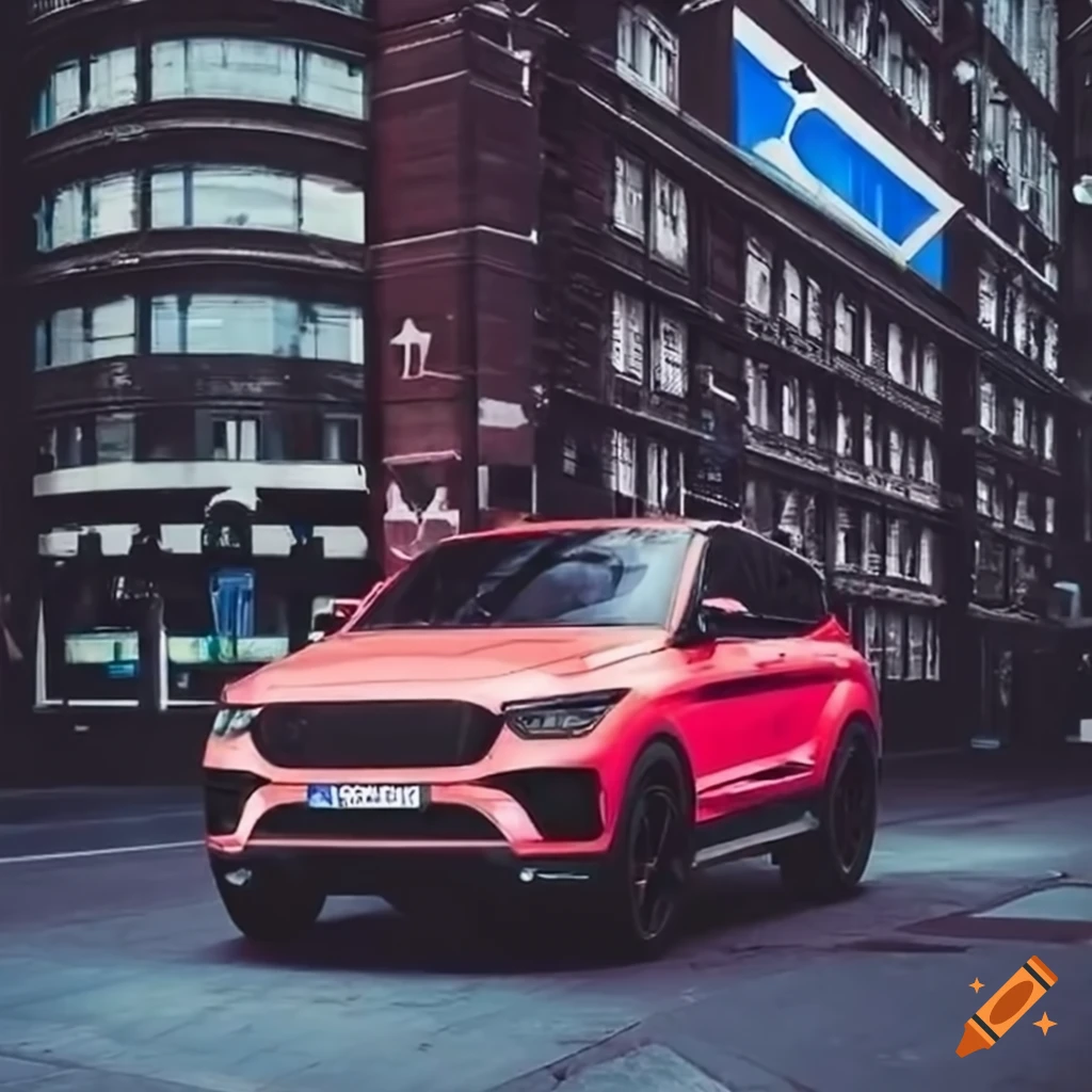 Fashion and sporting goods stores with luxury cars parked outside