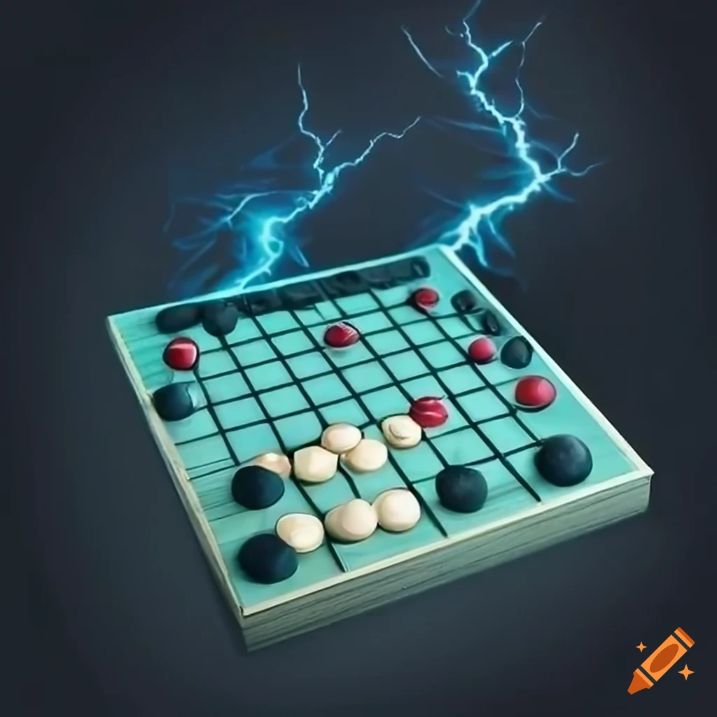 Reversi Board Game With Lightning Background On Craiyon