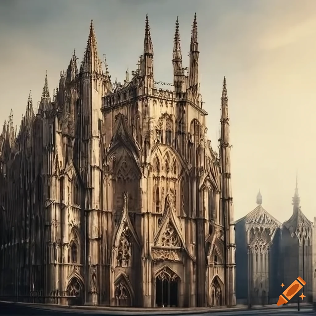 hyperrealistic depiction of a gothic sun capital