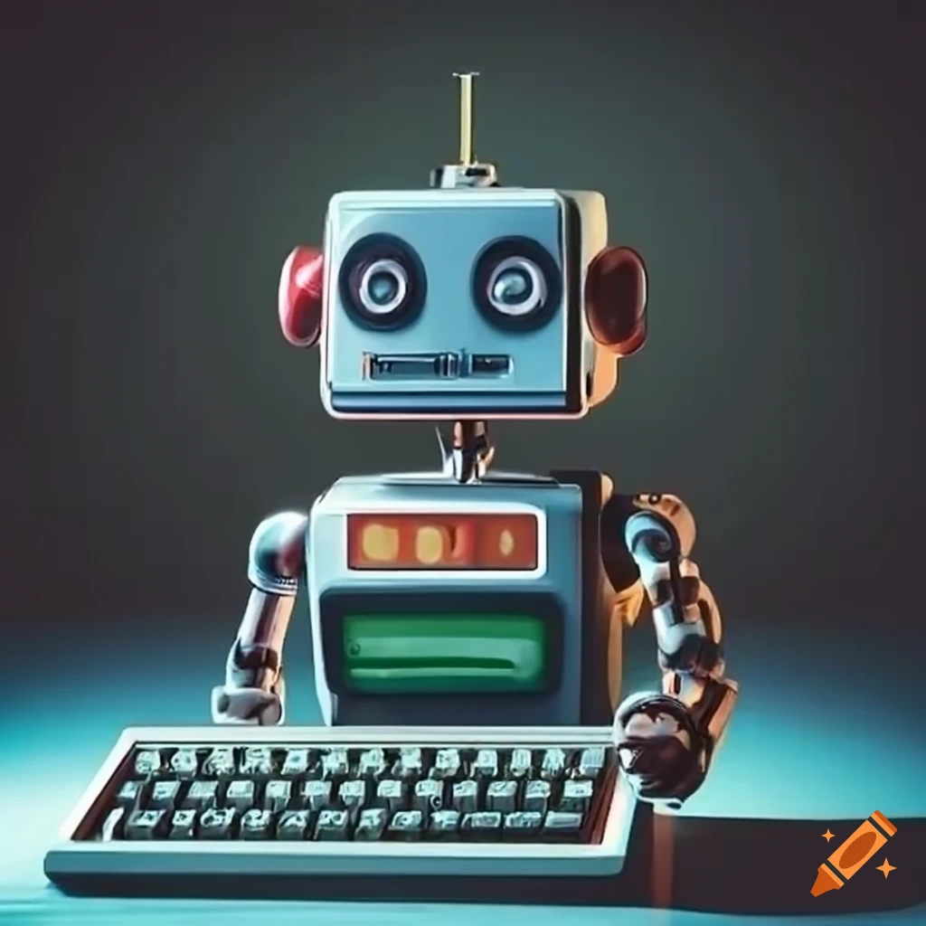 retro robot coding on a vintage computer