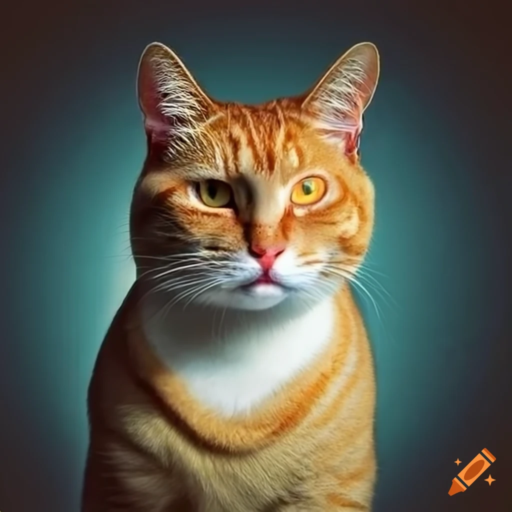 confident orange tomcat with blue eyes