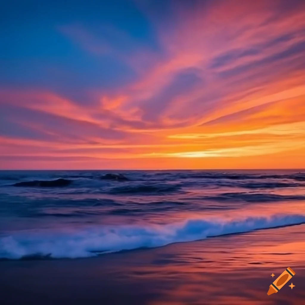 orange sunset over the Atlantic Ocean