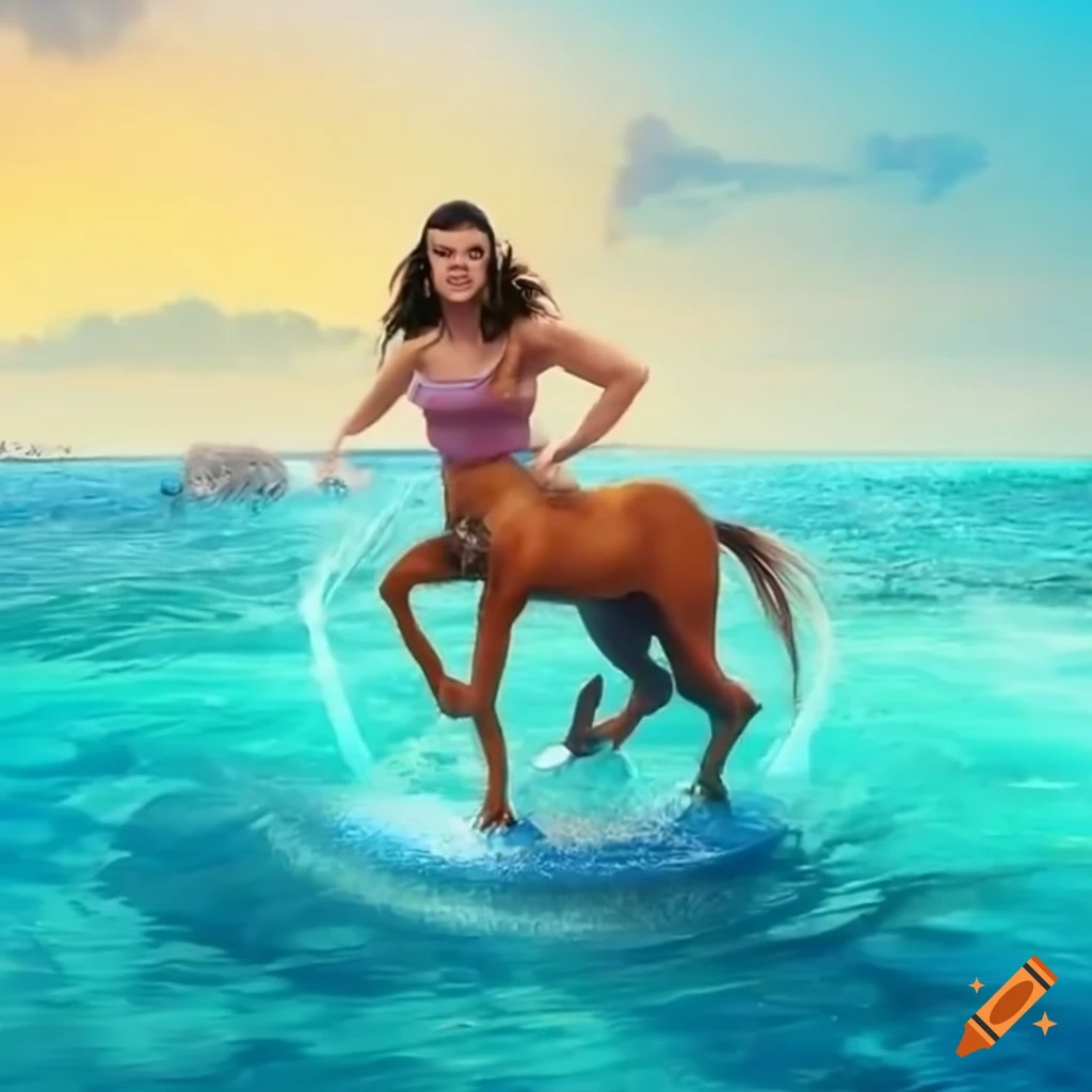 centaur family having fun at a water park