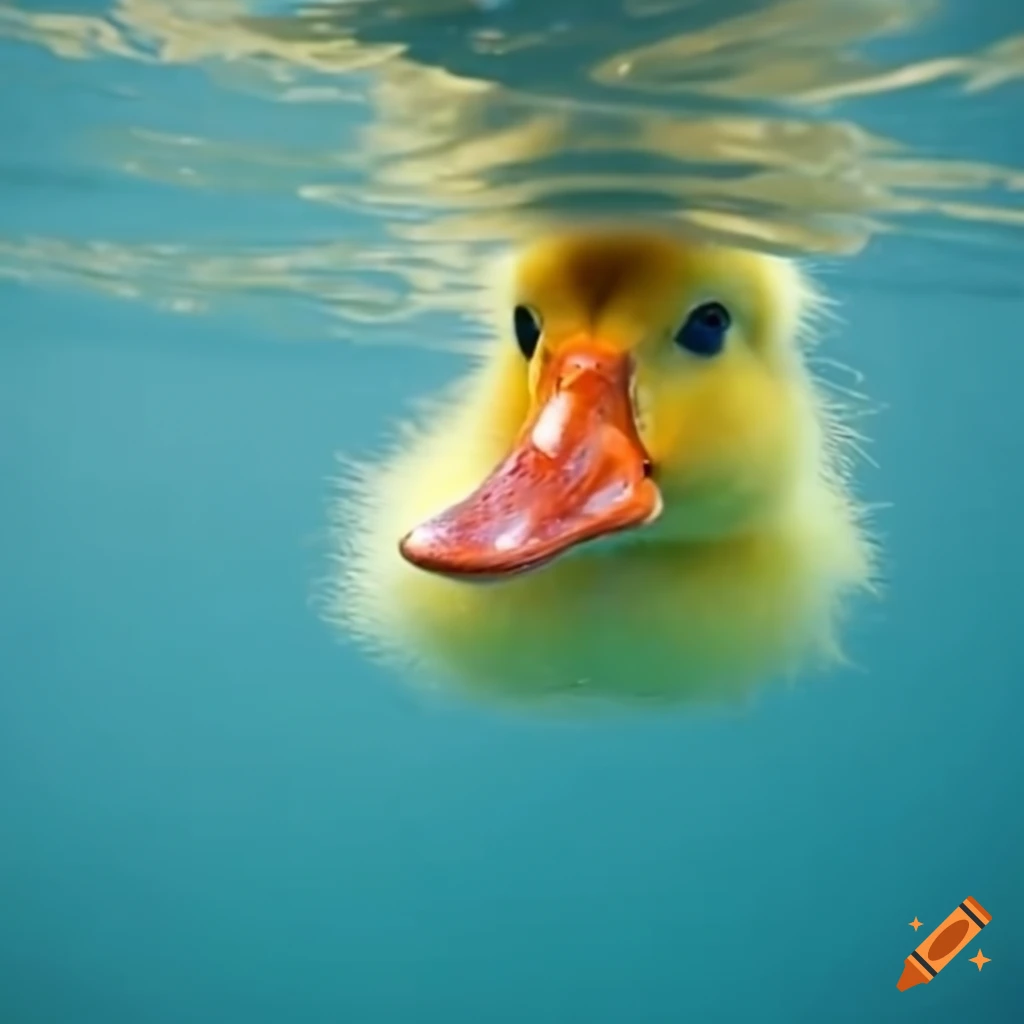 duckling swimming and training hard