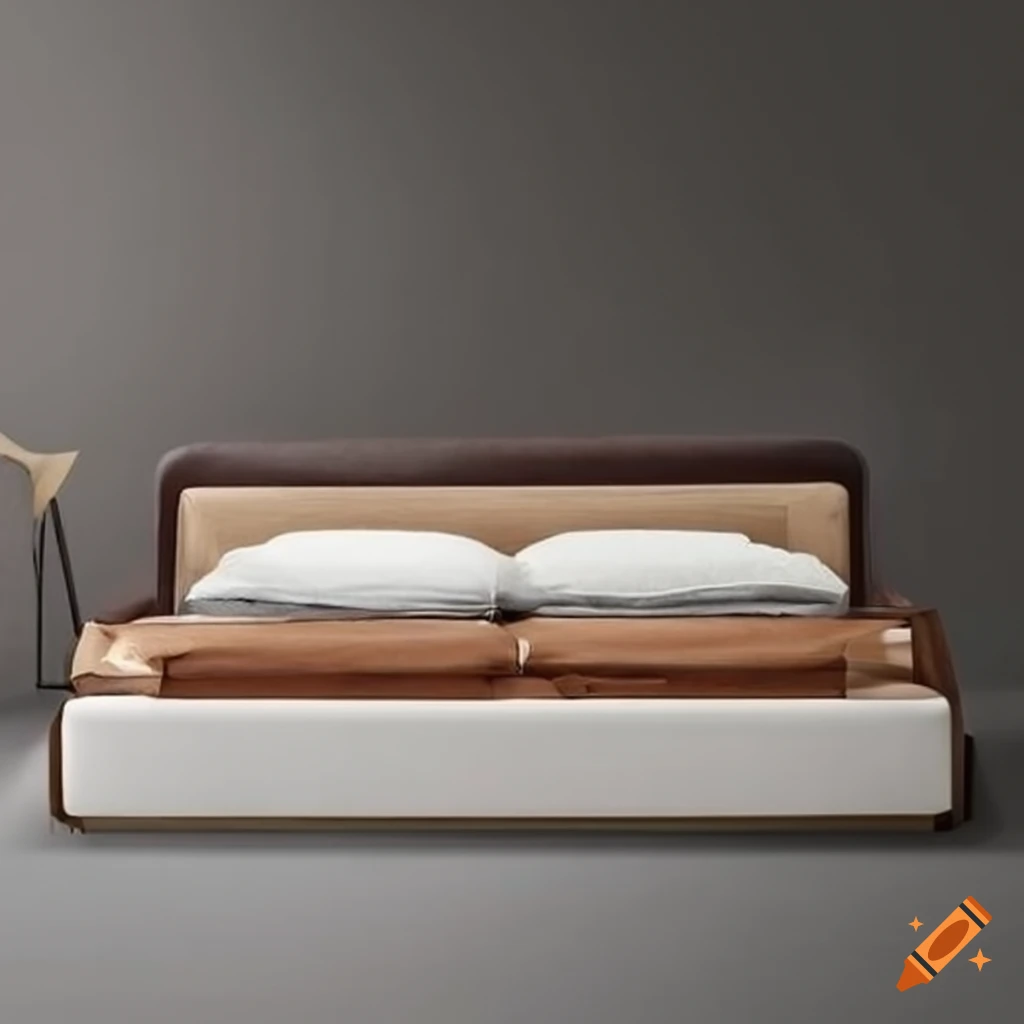 Minimal wood and leather bed design