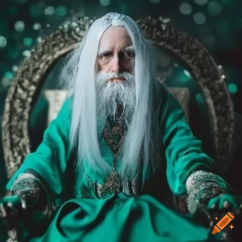 image of an old magician sitting on a throne