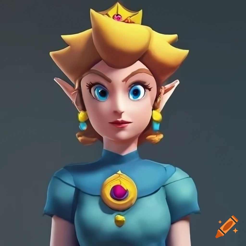 Cosplay of link and princess peach in glamorous attire on Craiyon
