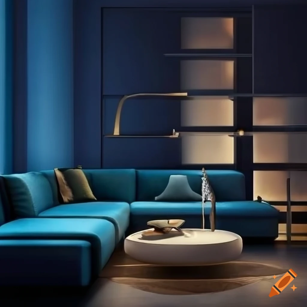 Modern living room with bright lighting