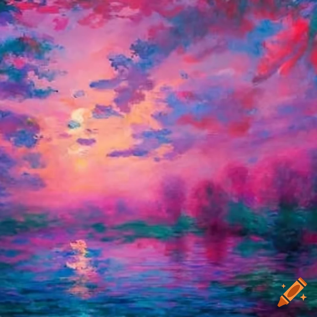 pink sky in a Monet-like painting