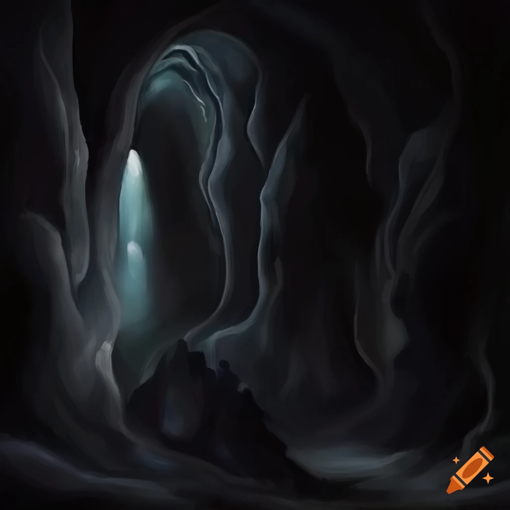 painting of a mysterious dark cave