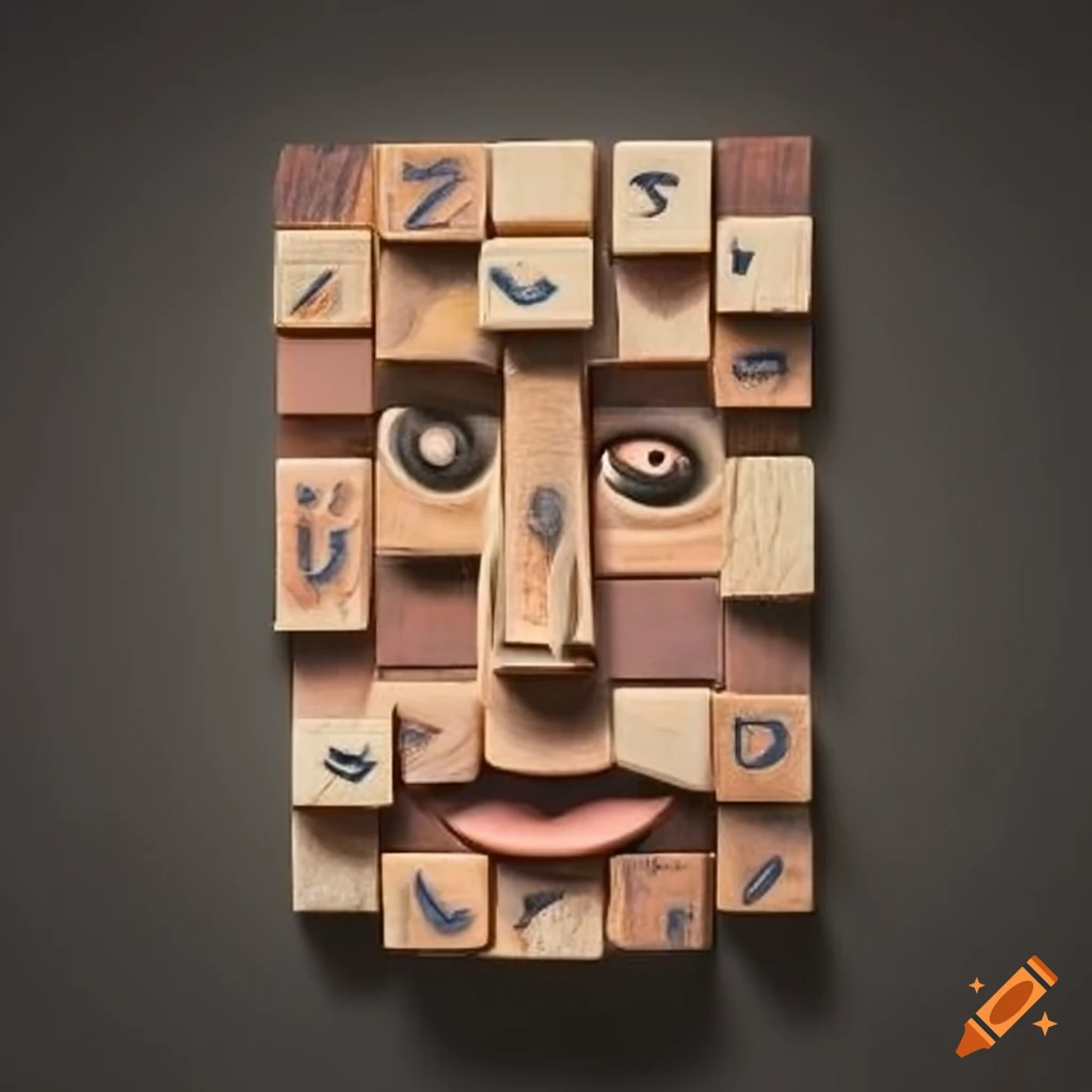 face made of scrabble tiles