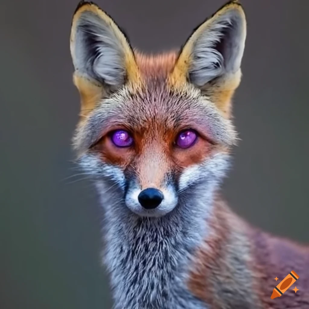 image of a fox with purple eyes