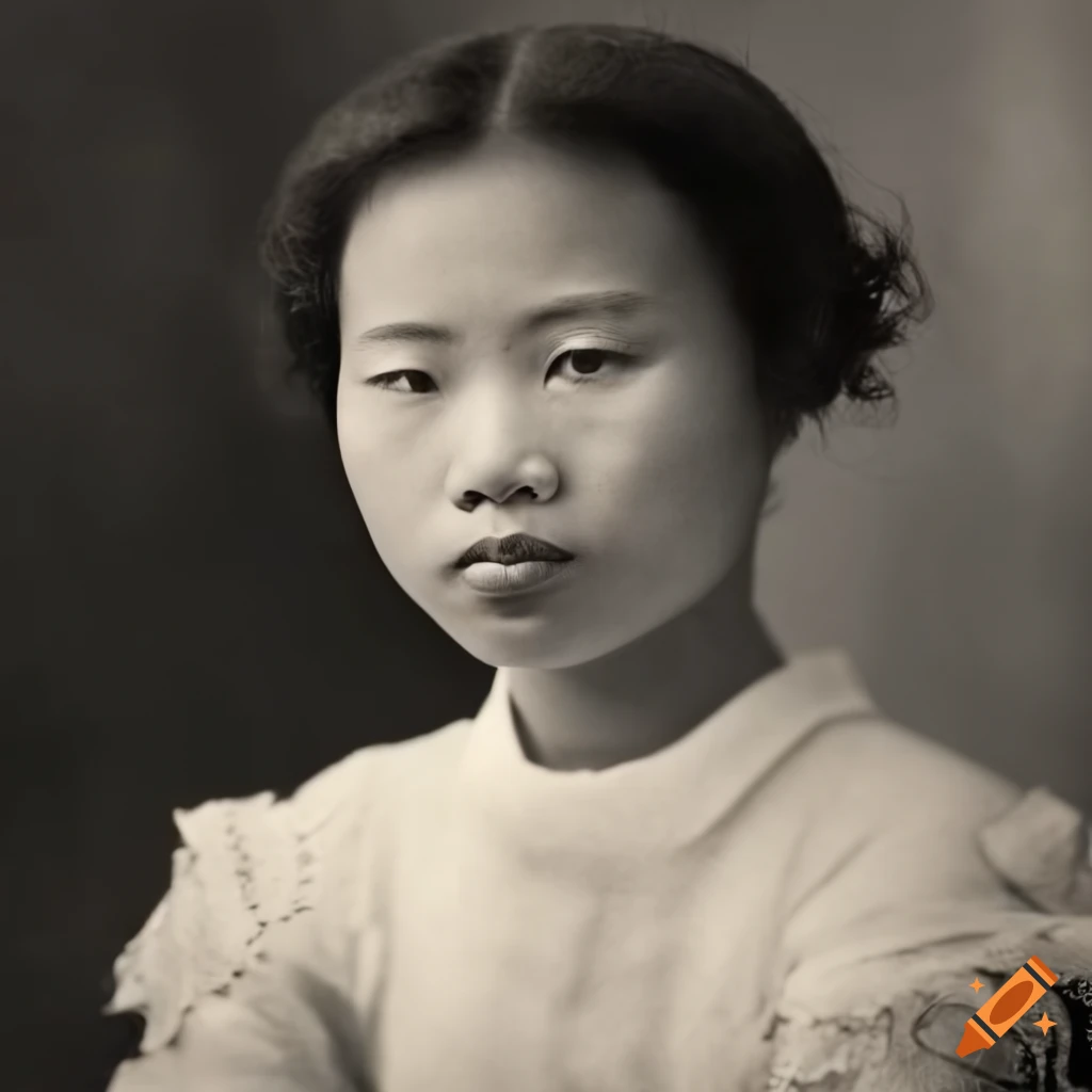 black and white portrait photo of a Chinese woman in Indonesia