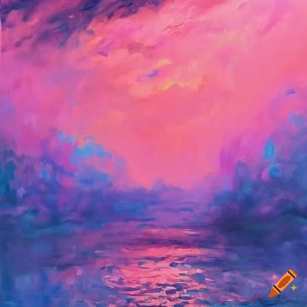 painting of a pink sky paradise on Craiyon