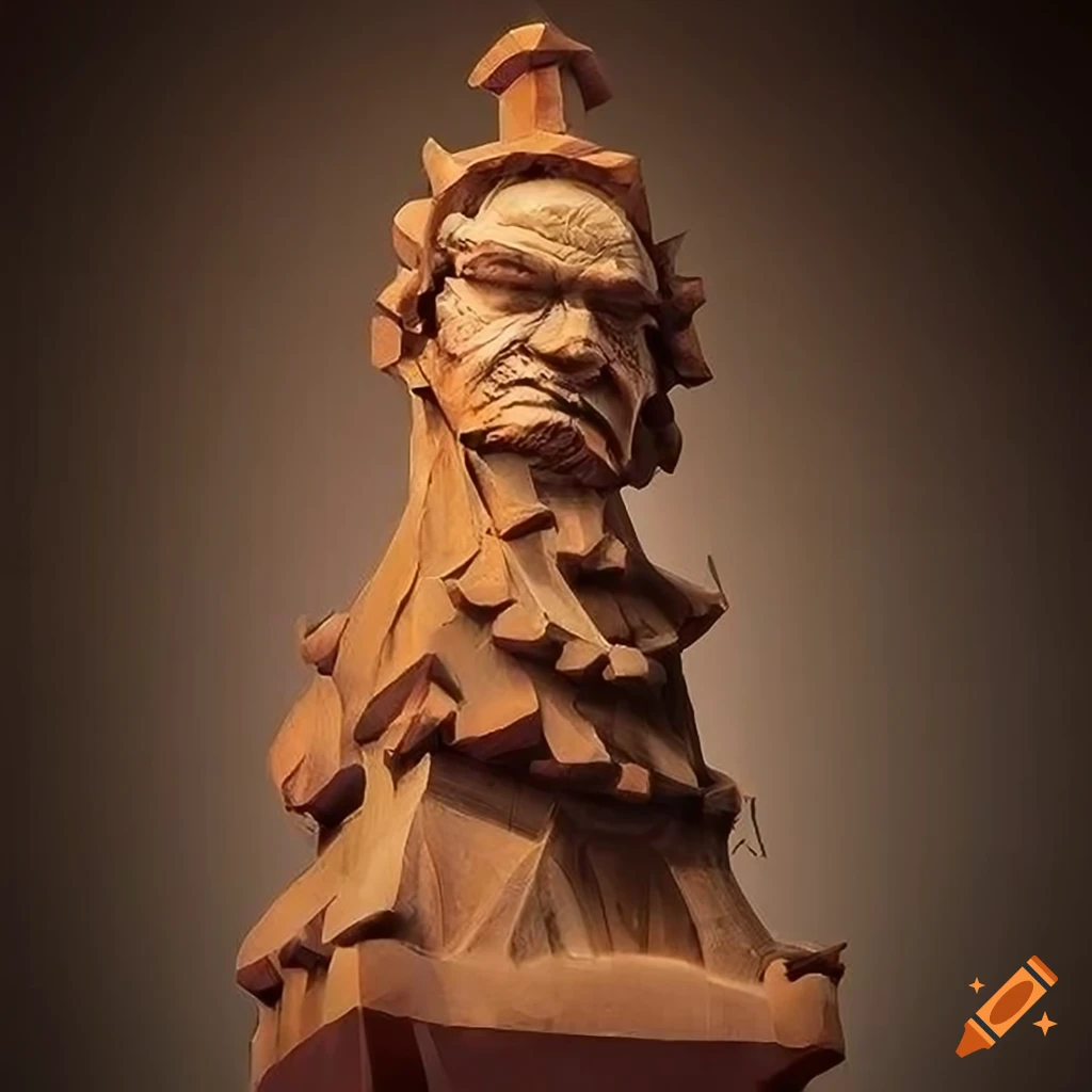 Highdefinition sculpture with architectural stave carving style on Craiyon
