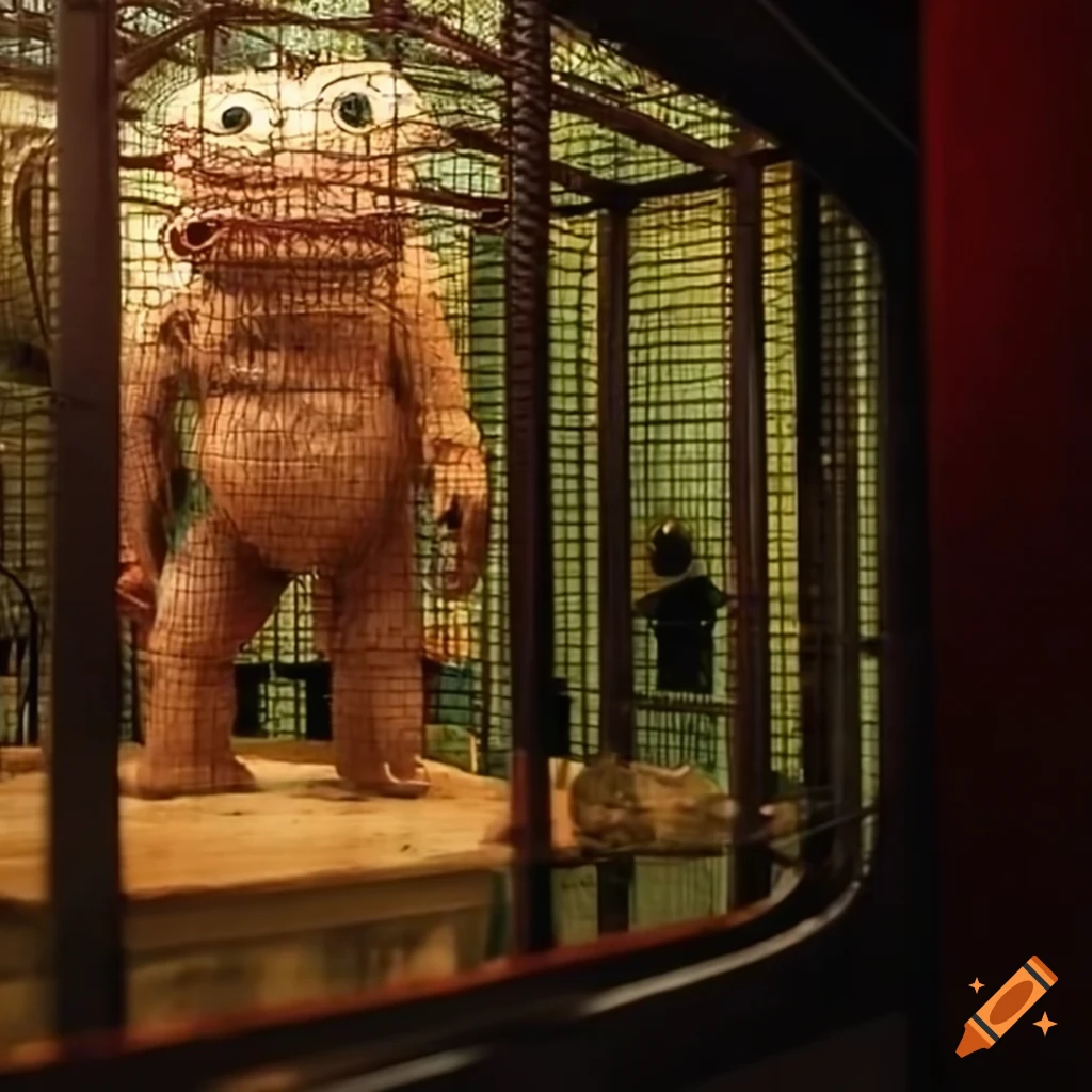 caged monster in a museum