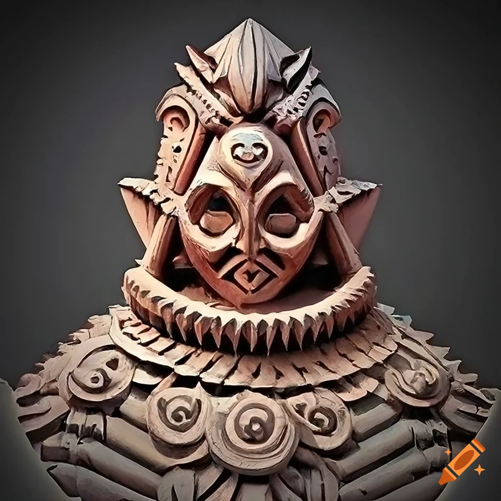 Zelda game sculpture with architectural stave carving style on Craiyon