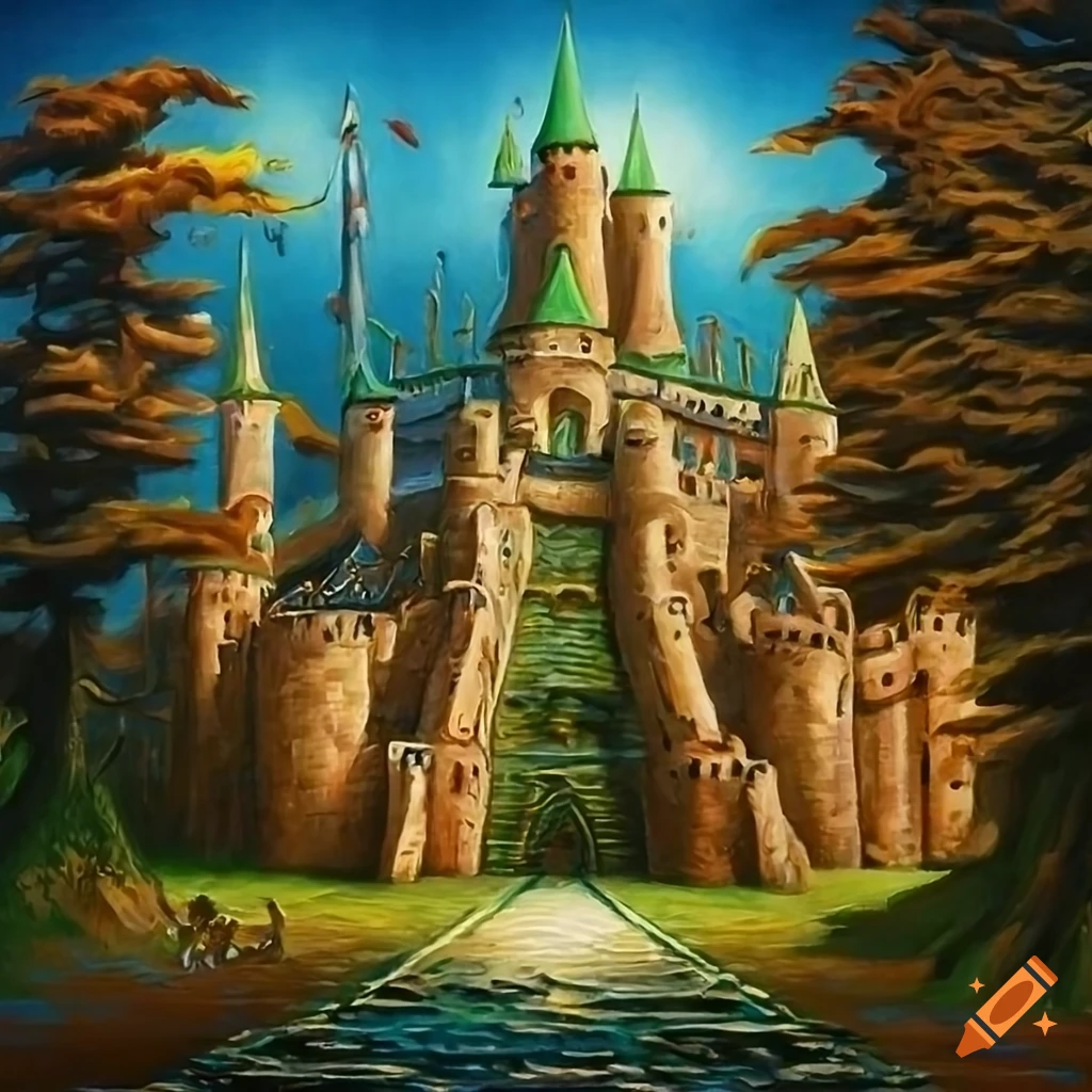 Detailed oil painting of Hyrule castle on Craiyon