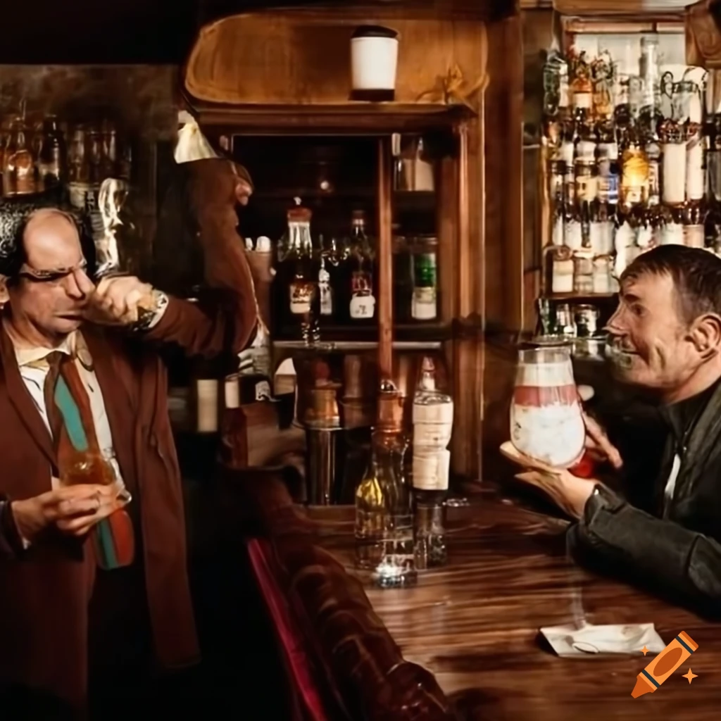 realistic depiction of a bartender serving cola