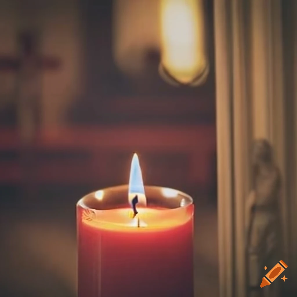 sacred candle illuminating a crucifix