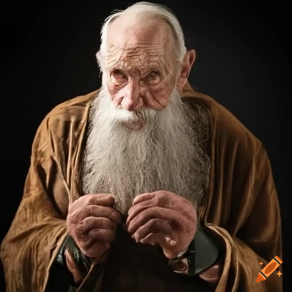 detailed comic style illustration of wise old man