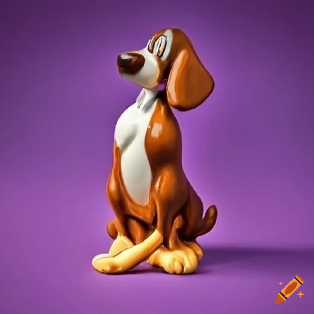 ceramic sculpture of a looney tunes dog playing with a stick