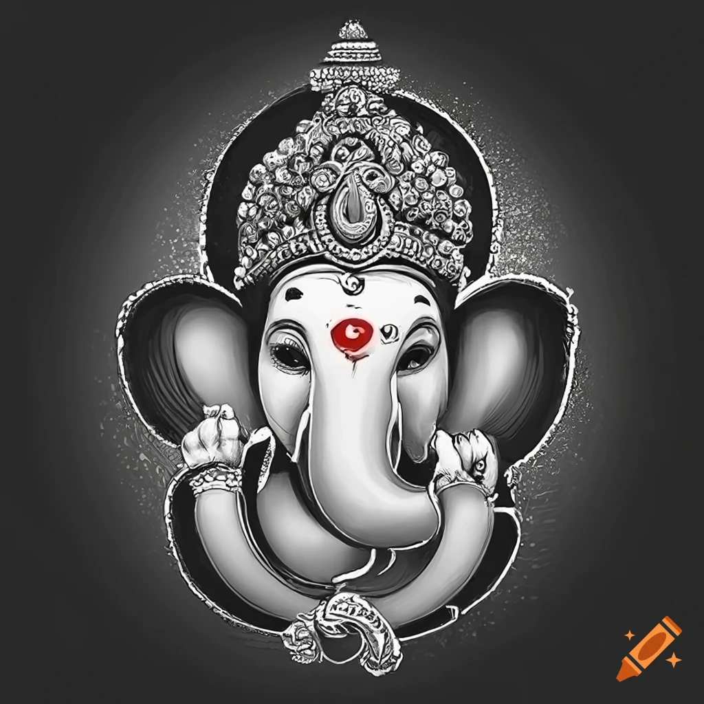 Ganesha in black and white Royalty Free Vector Image