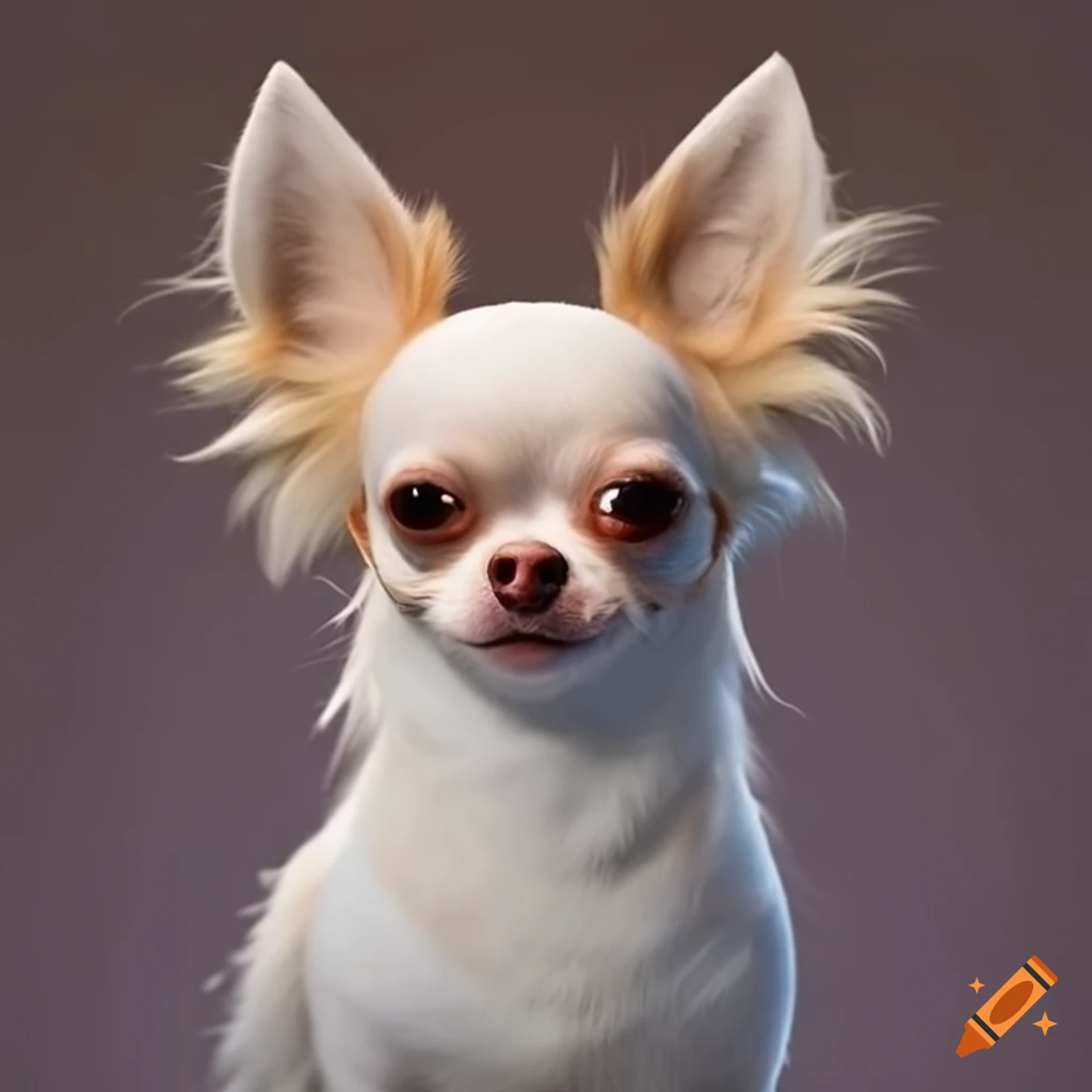 white longhair chihuahua with beige ears