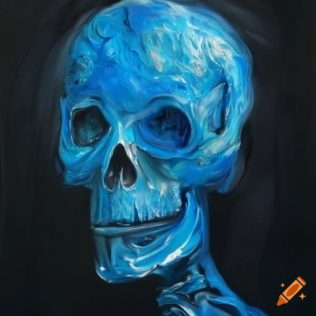 sketch of a blue slime skeleton