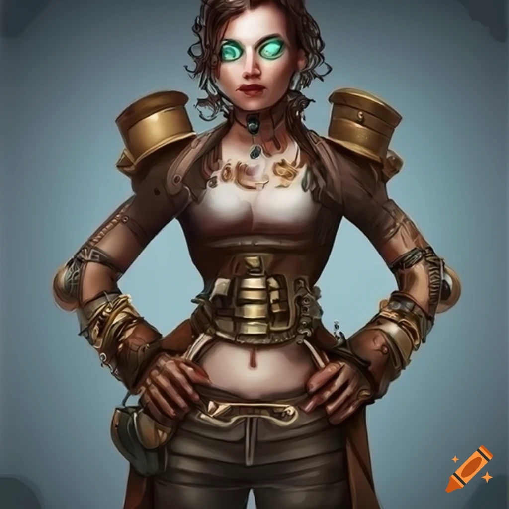 Concept art of a female pirate with auburn hair and detailed costume on  Craiyon