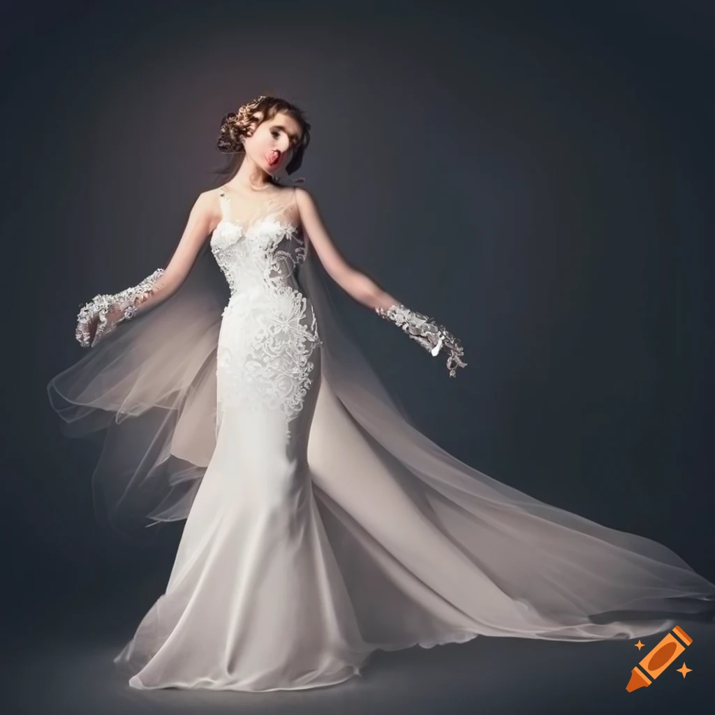 elegant bride in a white gown and gloves