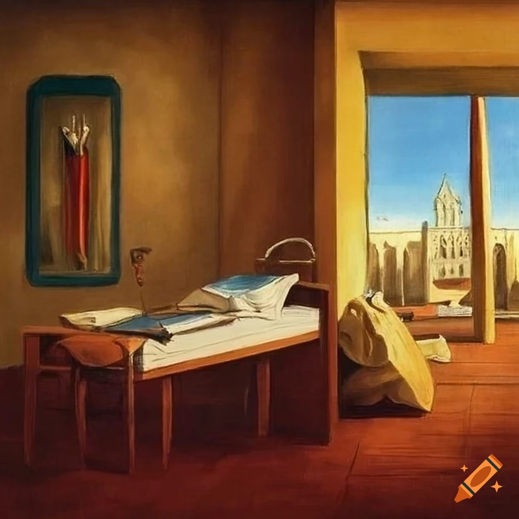 Student bedroom with a view of oxford university on craiyon