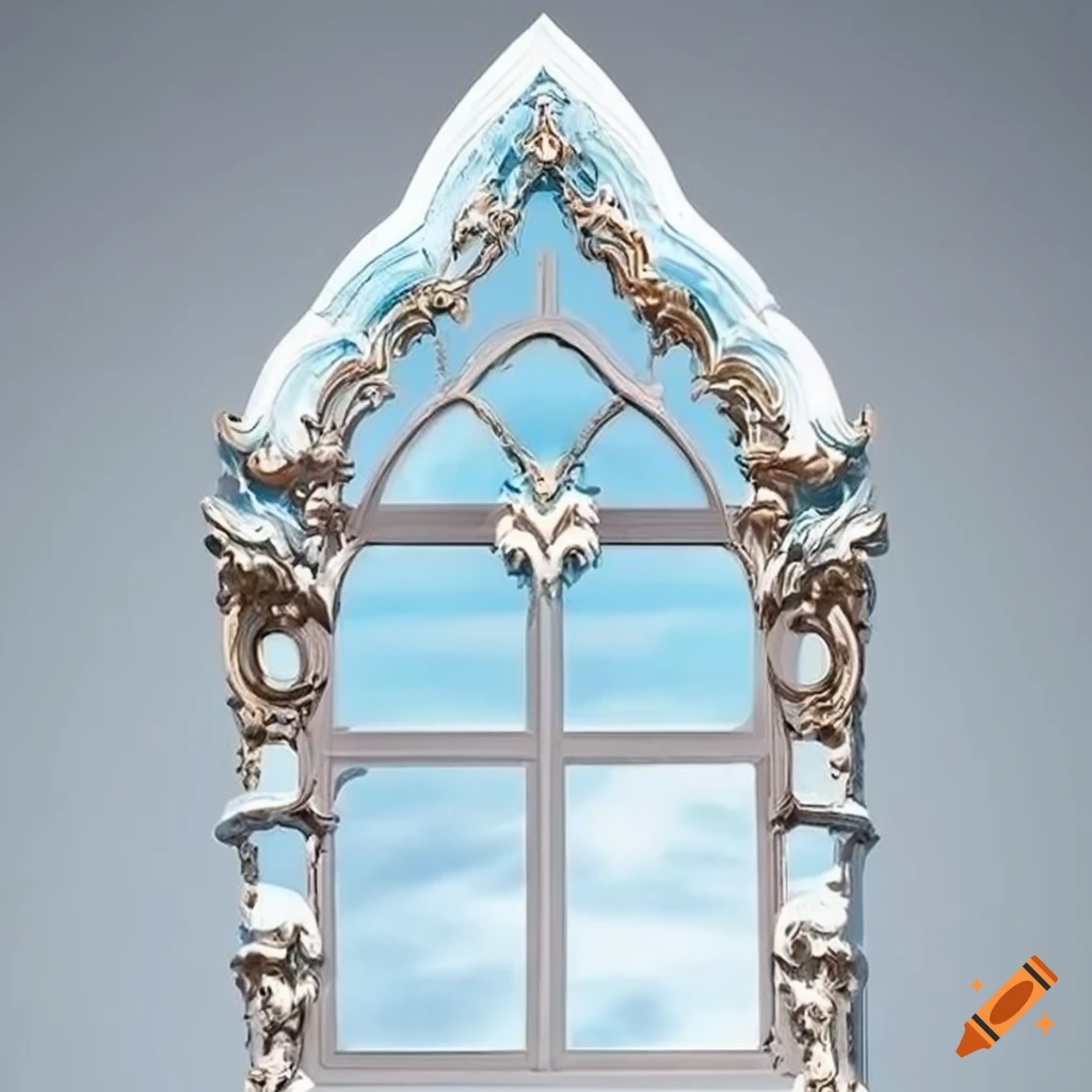 Rococo gothic window with blue sky on Craiyon