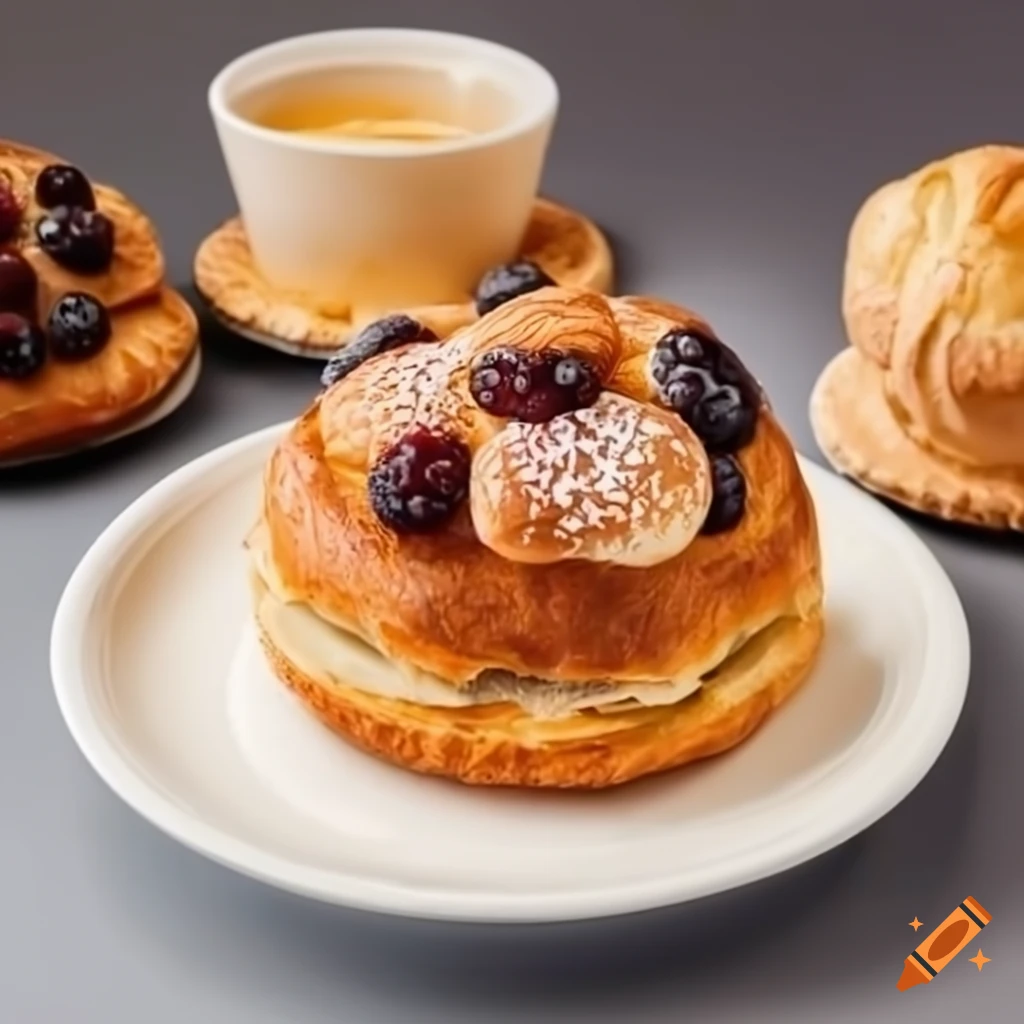 close-up of a plate of pastries