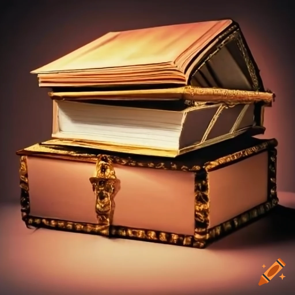 Treasure box filled with books on craiyon