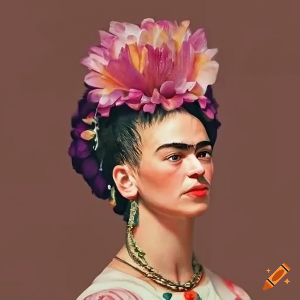 Portrait Of Frida Kahlo With Flowers In Her Hair
