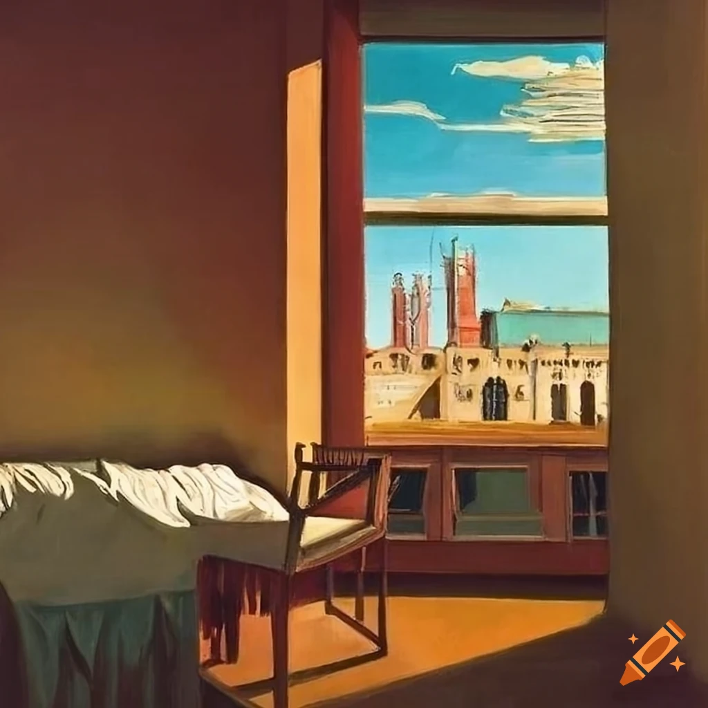 View of oxford university through a bedroom window on Craiyon