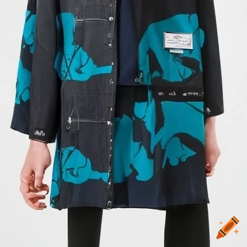 photo of Raf Simons cotton bellbottoms with heat transfer vinyl design