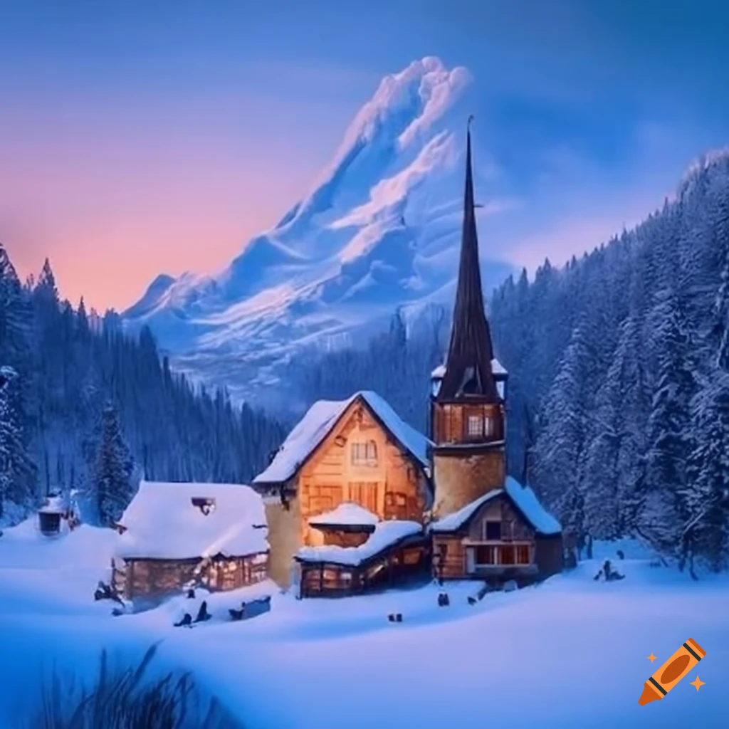 Snowcovered village on Craiyon