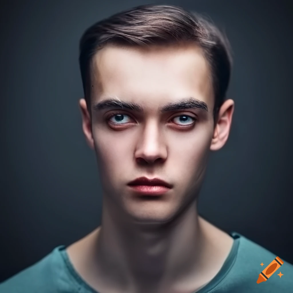 portrait of a serious young man on a black background