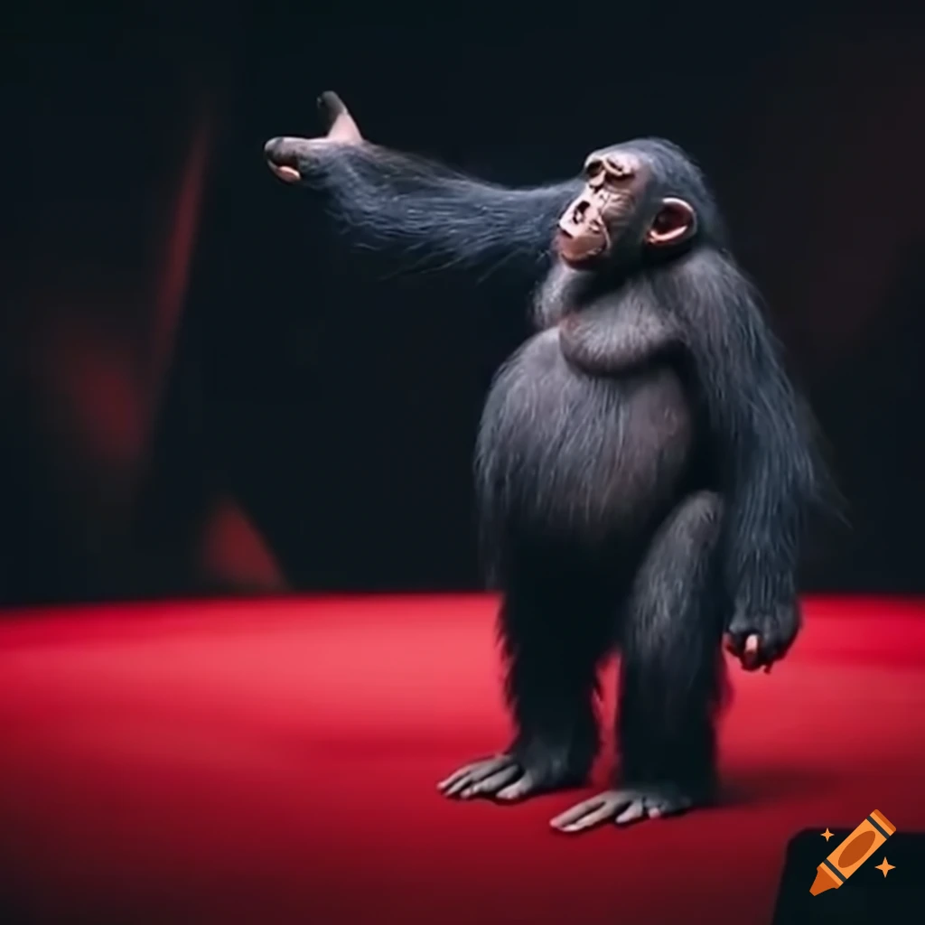 chimpanzee giving a funny TED-talk