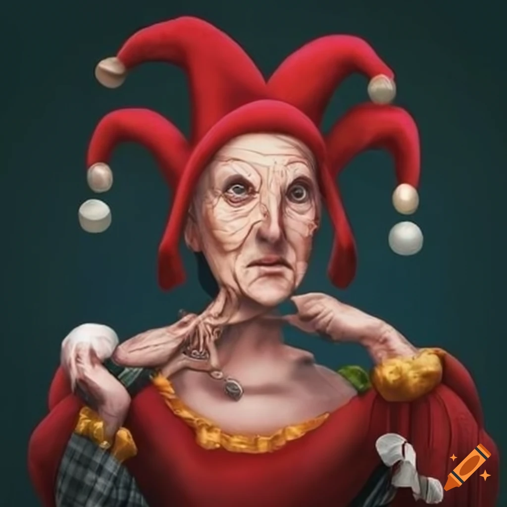 Image of a grandma dressed as a jester