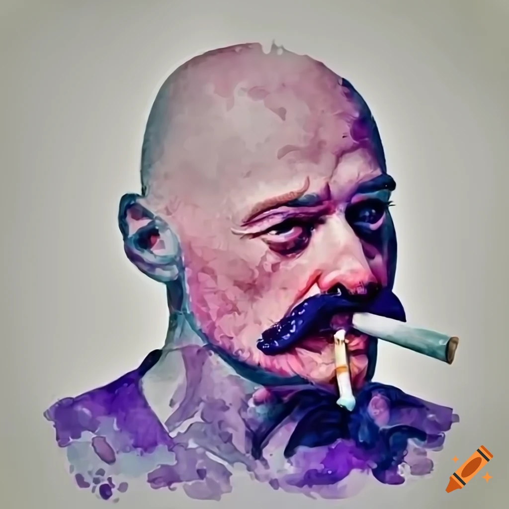 man with mustache smoking and drinking