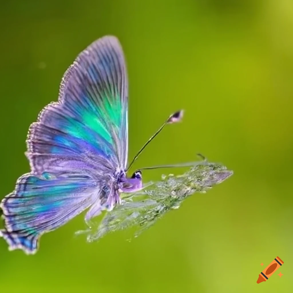 iridescent meadow with dancing crystal butterflies