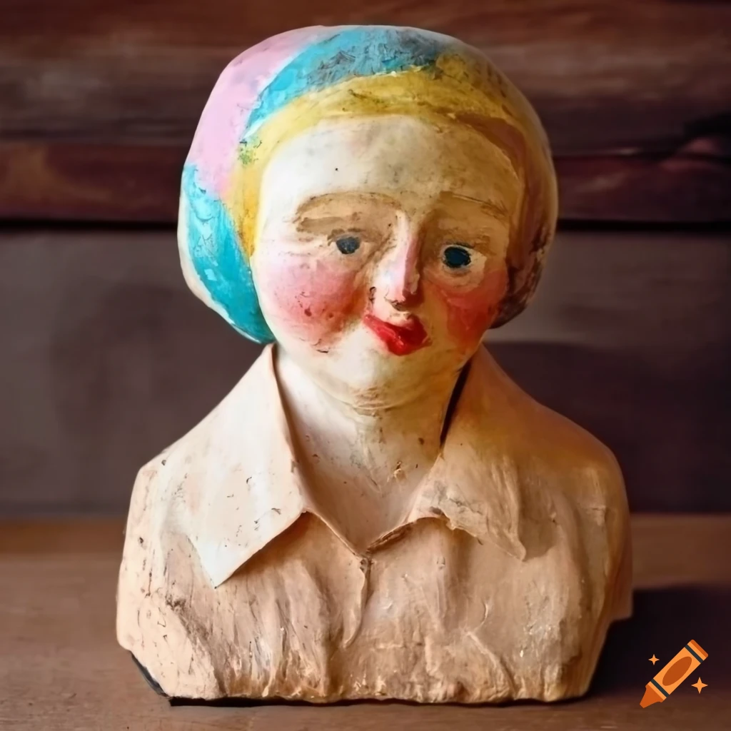 Colorful vintage male bust sculpture on Craiyon