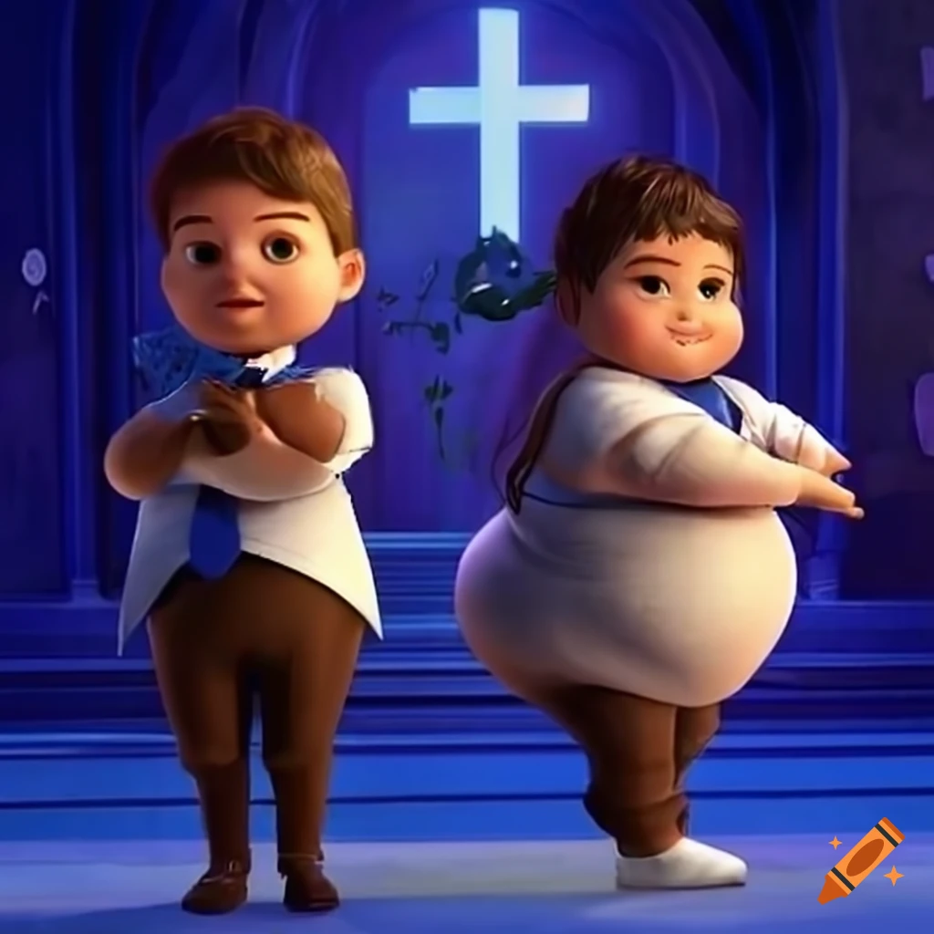 Disney Pixar poster with two characters in a church