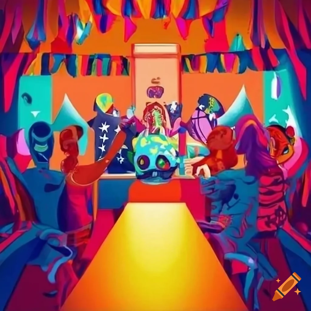 colorful digital artwork of a 'MURICA-themed birthday party