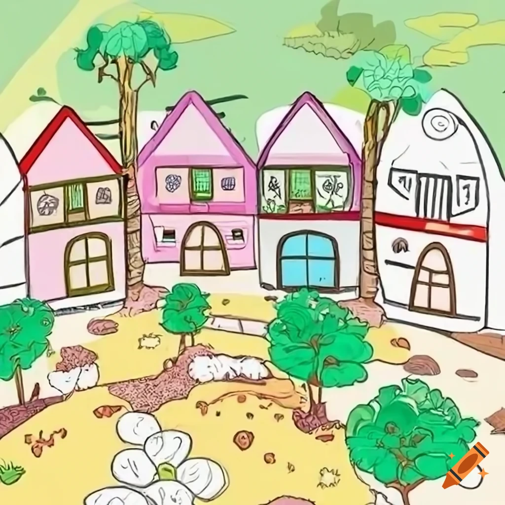 Kids Coloring Page A Spring House Adorned With A Garden Vector, House  Drawing, Ring Drawing, Spring Drawing PNG and Vector with Transparent  Background for Free Download