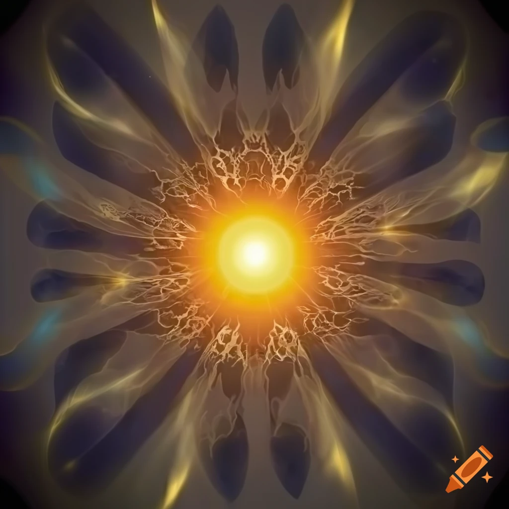 mysterious black background with a complex sun design