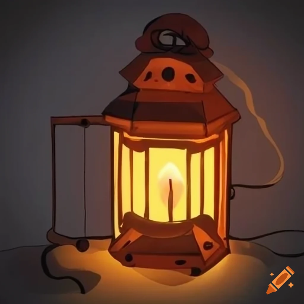 comic-style lantern lighting up the darkness